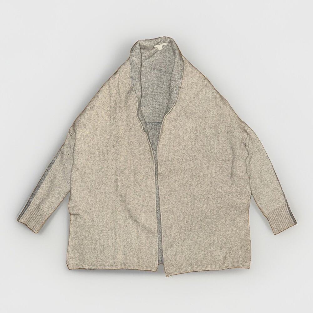 Grade & Gather Grey Colorblock Open Front Wool Blend Cardigan Sweater S/M 24x26